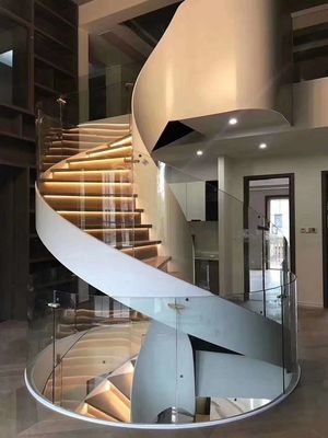 A balaustrada Frameless transparente curvou o vidro laminado