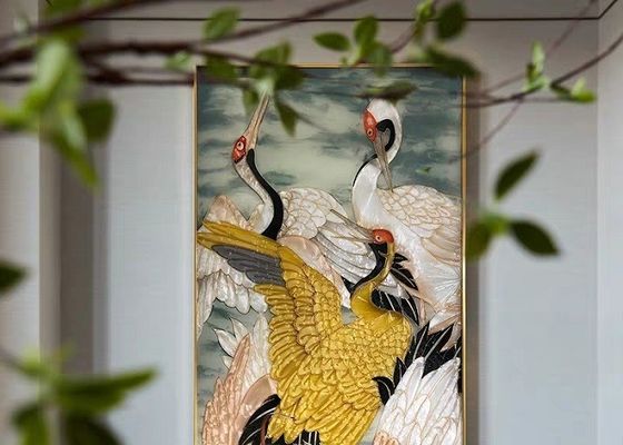 Painel de vidro esmaltado vitrificado revestido cerâmico da decoração com pássaros