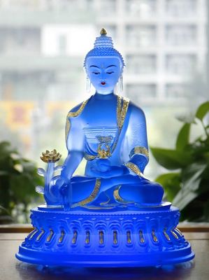 Liuli tradicional oriental Sapphire Vivid Crystal Buddha