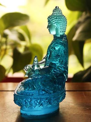 Liuli tradicional oriental Sapphire Vivid Crystal Buddha