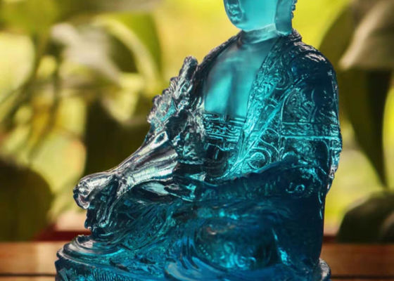 Liuli tradicional oriental Sapphire Vivid Crystal Buddha