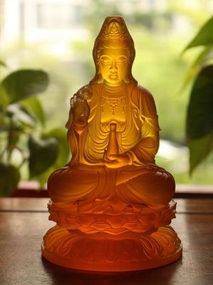 Liuli tradicional oriental Sapphire Vivid Crystal Buddha